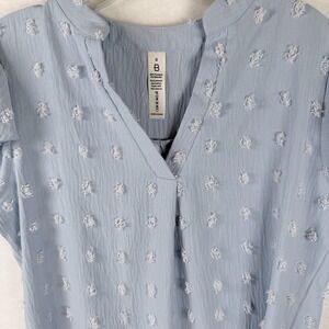 Baby Blue Swiss Dot Blouse Flutter Sleeves Cottage Coquette Romantic Flirty Sz S